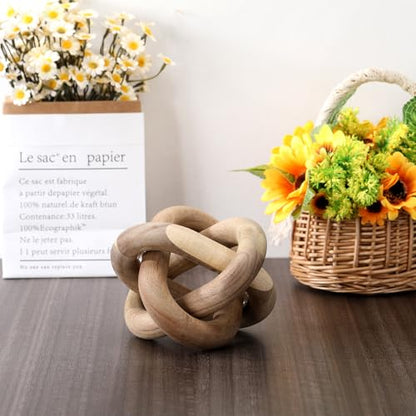 Yalikop 3 Link Wood Knot Decor Rustic Table Shelf Accents, Acacia Wood - color: Acacia Wood