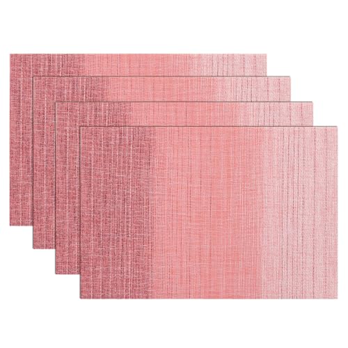 SHACOS Gradient Pink Woven Placemats Set of 4 Place Mats Indoor Outdoor - color: Gradient Pink, size: Set of 4