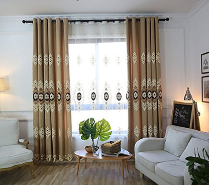 VOGOL Simple Chenille Curtains, Jacquard Blackout Window Elegance Drapes/Panels/Treatments for Bedroom Living Room, 42x63, Top Grommets, 2 Panels - color: Coffee-curtain, size: 42"W x 63"L (Pack of 2)