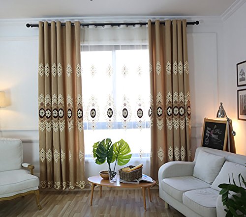 VOGOL Simple Chenille Jacquard Blackout Window Elegance Curtains/Drapes/Panels/Treatments for Bedroom Living Room,Top Grommets (2 Panels) - color: Coffee-curtain, size: 54"W x 84"L (Pack of 2)