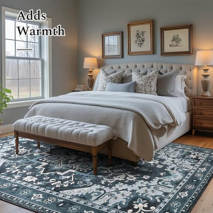 Rugflix 8x10 Area Rugs for Living Room, Washable Dark Navy Blue Large Rug - color: Dark Navy Blue, size: 8' x 10' (Rectangular)