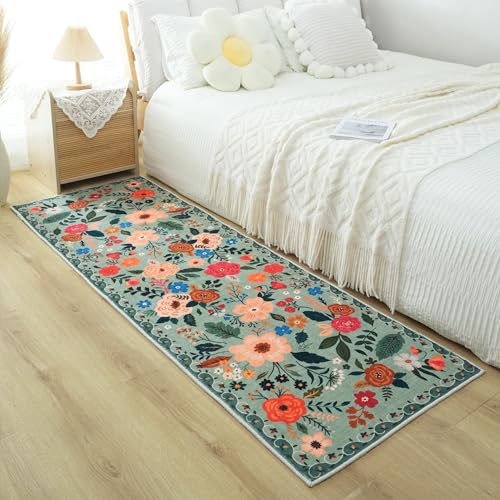 Rugcomf Runner Rug 2'7"x8' Washable, Green - color: Green, size: 2'7" x 8' (Rectangular)