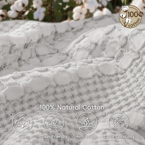 PHF Lightweight 100% Cotton Waffle Throw Blanket for Couch, Light Grey - color: 17 Light Grey, size: Throw(50"x60")