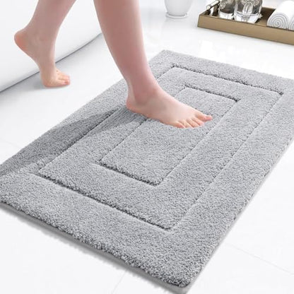 Buganda Microfiber Bathroom Rugs 24x16, Soft Shaggy Absorbent Bath Rugs - color: Grey, size: 24" X 16"