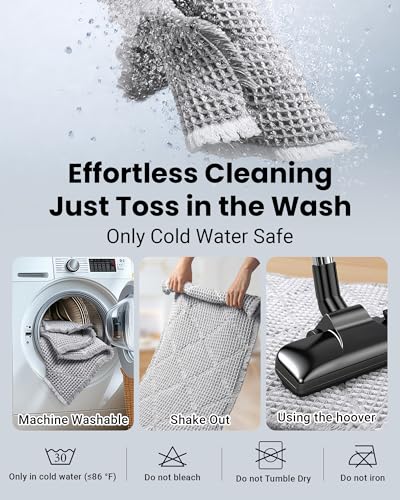 Furicher Waffle Bath Mat Set, Non Slip Bathroom Rugs 2 Piece, Gray & White - color: Gray & White