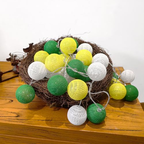 3M/10Ft 30 Green White Ball LED Battery Operated String Fairy Light - color: Green