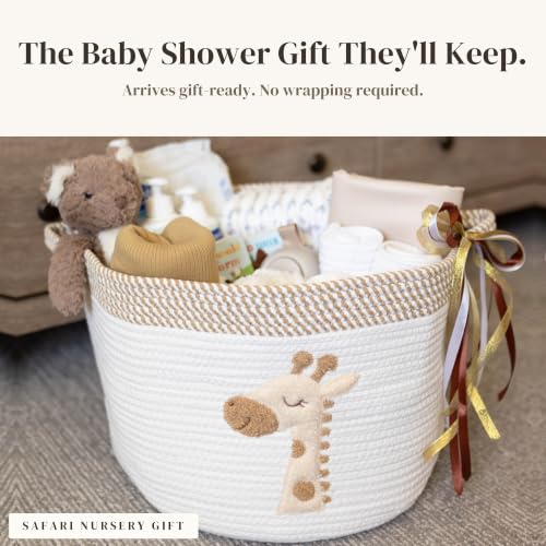 Giraffe Baby Storage Basket, Woven Cotton Rope Nursery Bin, 15x11 in - color: Giraffe