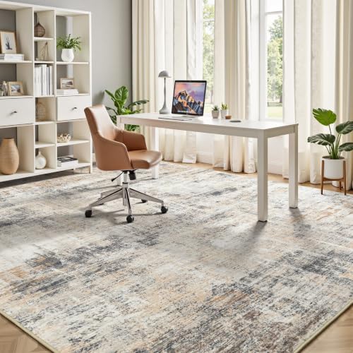 8x10 Area Rug for Living Room, Abstract Washable Non-Slip Large Rugs, Gold - color: Grey/Gold, size: 8' x 10' (Rectangular)