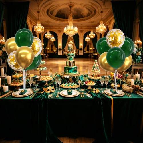 TONIFUL 4 Set Dark Green Gold Balloon Stand Balloon Centerpieces for Table - color: Dark Green Gold