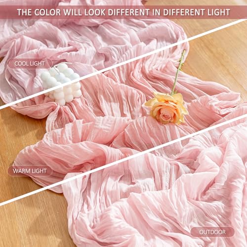 Cheesecloth Table Runner, 10 Ft, Boho Rustic, Dusty Pink, 1 Pcs - color: Dusty Pink