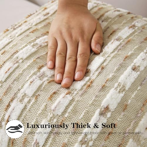 Boho Brown Striped Tufted Chenille Textured Throw Pillow Covers - color: Brown Striped, size: 24" x 24" (Pack of 2)