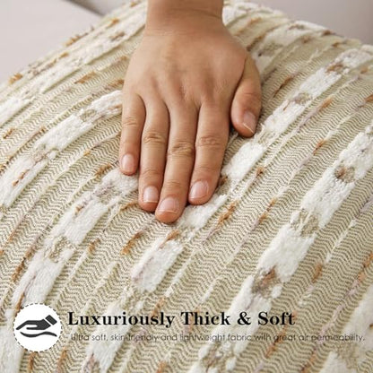 Boho Brown Striped Tufted Chenille Textured Throw Pillow Covers - color: Brown Striped, size: 24" x 24" (Pack of 2)