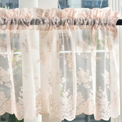 Kotile Blush Pink Sheer Valance Curtain for Windows W52 x L18 Inch 1 Panel - color: Blush Pink