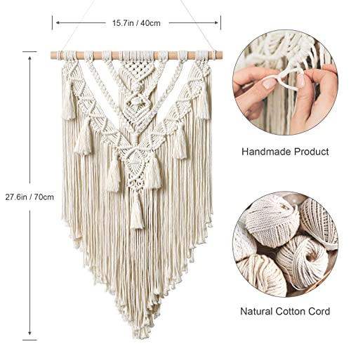 Dremisland Macrame Wall Hanging Boho Geometric Woven Tapestry Wall Decor - color: Beige-