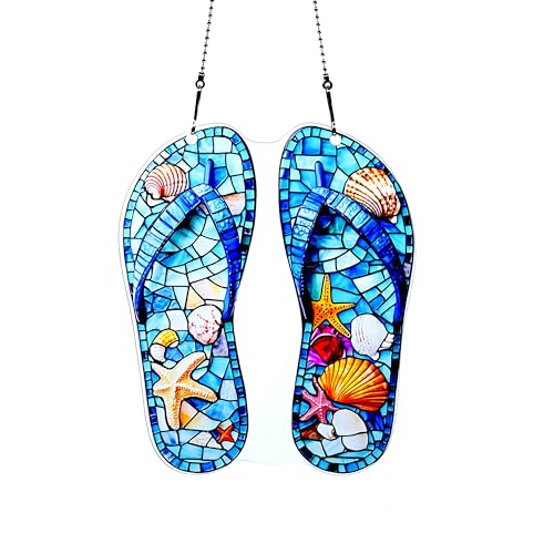Slippers Shells Starfish Ornaments Colorful Window Hanging Decorations Home Wall Decor for Indoor Outdoor - color: Slippers Shells Starfish