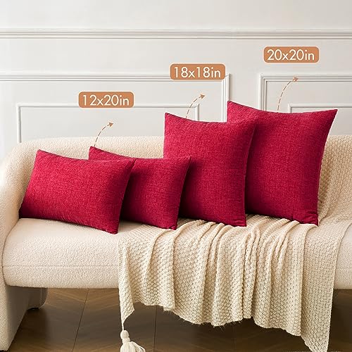 MIULEE Soft Chenille Christmas Throw Pillow Covers Red 16x16 Inch - color: Red, size: 16" x 16" (Pack of 2)