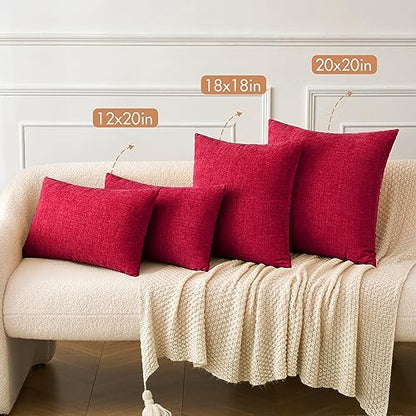 MIULEE Soft Chenille Christmas Throw Pillow Covers Red 16x16 Inch - color: Red, size: 16" x 16" (Pack of 2)