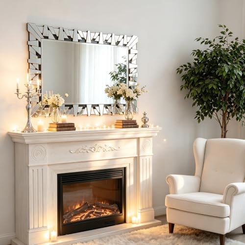 32"x47" Rectangular Large Wall Mirror for Decor with Glass Frame - size: 47"L x 32"W