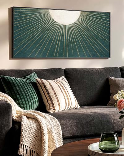 HUARCEY Metal Framed Large Textured Boho Wall Art for Bedroom Above Bed - color: Sunshine