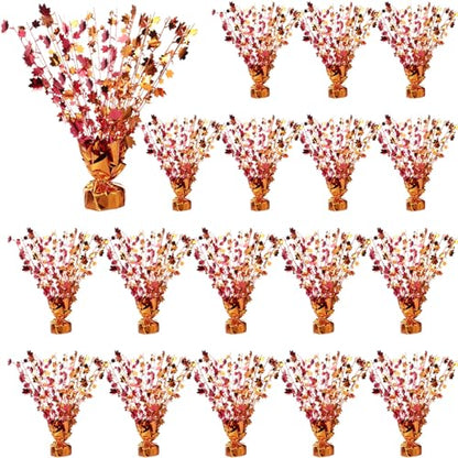 18 Pcs Fall Maple Leaves Centerpiece Metallic Foil Spray, Modern, Classic - color: Classic