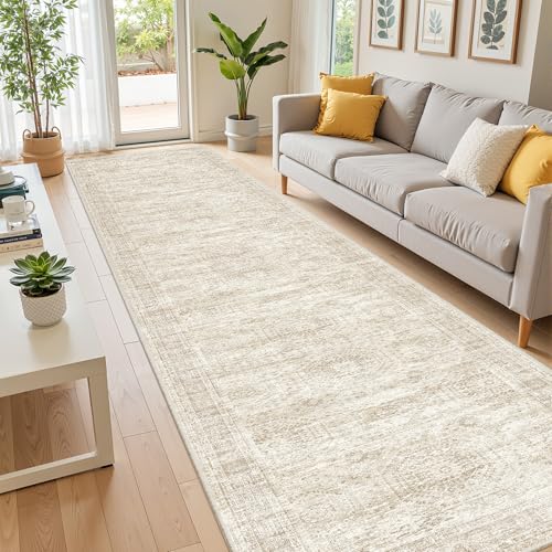 2'6 x 12' Runner Rug Non Slip,Washable Kitchen Rugs,Beige - color: Beige/Ivory, size: 2'6" x 12' (Runner)