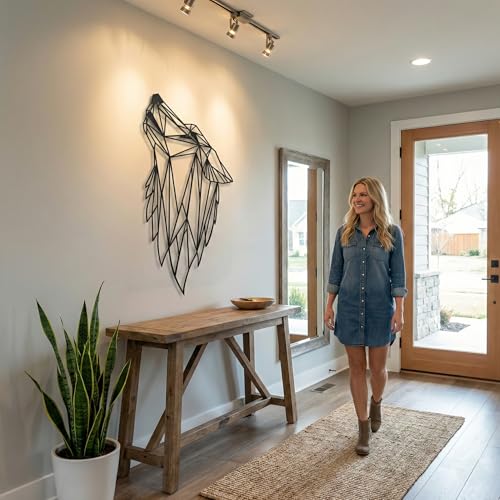 DEKADRON Metal Wall Art - Geometric Wolf - 3D Wall Silhouette Metal Wall Decor Home Office Decoration Bedroom Living Room Decor Sculpture (14" W x 24" H/36x61cm) - size: 24"L x 14"W
