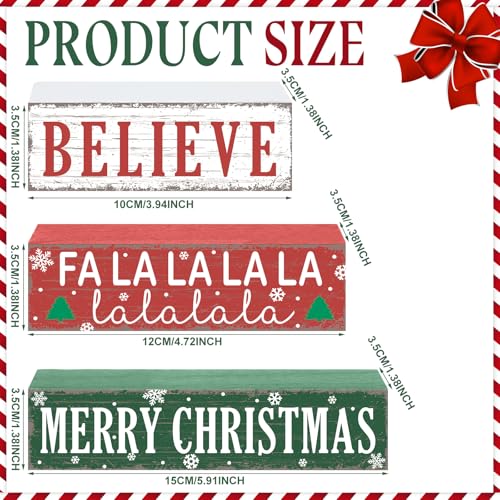 Geelin 4 Pcs Christmas Wooden Table Decorations Gift Boxe Tiered Tray Decor - style: Gift