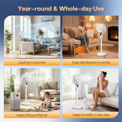 ROVSUN Standing Fan for Bedroom, 90°+90°Omni-directional Oscillating Fan, 43" Air Circulator, Pedestal & Tabletop Fan with Adjustable Height, Remote, LED Display, 8-Speed and 9H Timer, White - color: White-43"