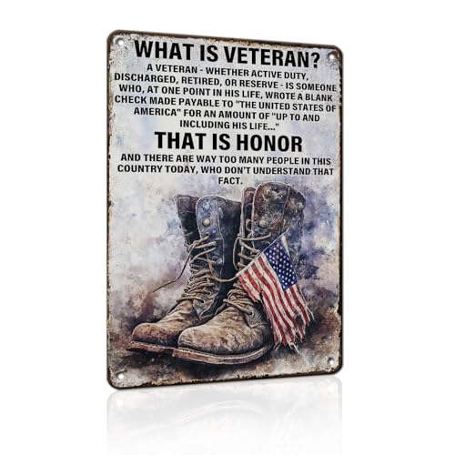 PEACHGARDEN What Is a Veteran Sign, Military Decor and Army Decor Gift - color: Military Decor, size: 20X30cm(12*8in)
