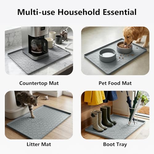 Mateeylife Under Sink Mat Kitchen Waterproof, Silicone Sink Tray 22"X31" - color: Light Grey, size: 22''W x 31''L