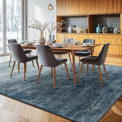 8x10 Washable Area Rug, Blue Solid Area Rugs for Living Room & Bedroom - color: Blue, size: 8' x 10' (Rectangular)