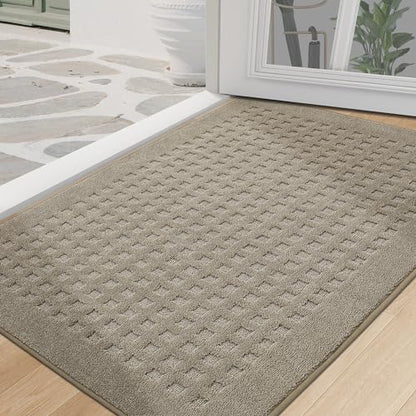 BEQHAUSE Dirt Trapper Door Mats 32"x48", Non Slip Washable, Beige - color: Beige, size: 32" X 48" (Rectangular)