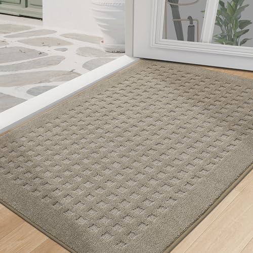 BEQHAUSE Dirt Trapper Door Mats 32"x48", Non Slip Washable, Beige - color: Beige, size: 32" X 48" (Rectangular)