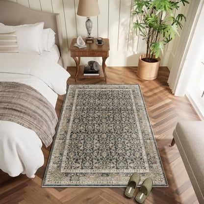 Washable 2x3 Entryway Rug, Non-Slip Door Mat, Charcoal/Taupe - color: Charcoal/Taupe, size: 2' x 3' (Rectangular)