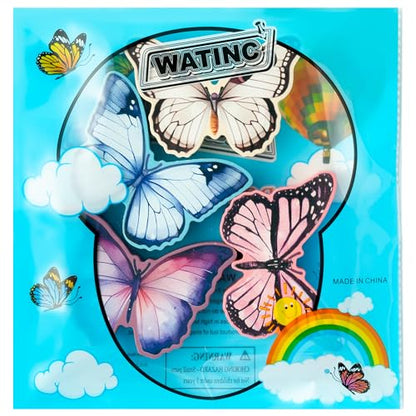 WATINC 4PCS Spring Butterfly Wooden Signs, Summer Tiered Tray Decorations, Double-sided Butterfly Printed Wood Tabletop Centerpiece Sign, Butterflies Farmhouse Rustic Party Decor for Home Kitchen - style: Butterfly