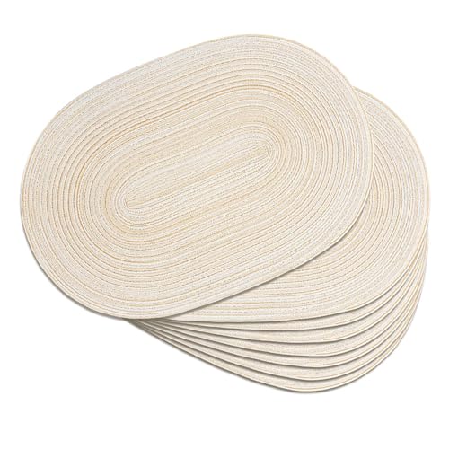 Placemats Set of 8, Woven Oval Braided Dining Table Mats(Beige) - color: Beige, size: 8 pcs