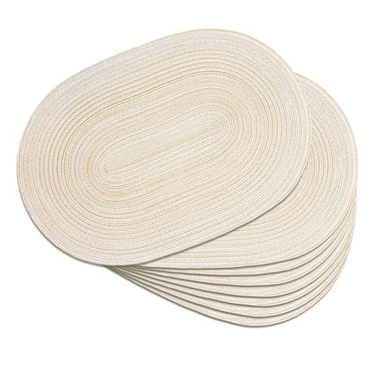 Placemats Set of 8, Woven Oval Braided Dining Table Mats(Beige) - color: Beige, size: 8 pcs