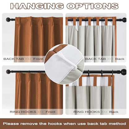DUALIFE Rust Pinch Pleated Blackout Curtains 84 Inches Long,Luxury Copper Blackout Curtains Drapes with Hooks for Living Room Bedroom Boho Retro 40 by 84 Inch 2 Panels Terracotta - color: Rust, size: 40"W x 84"L (Pack of 2)