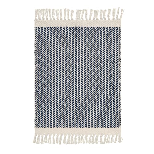 Lahome Boho Bathroom Rugs, 3x5 Washable Area Rug for Kitchen Bedroom Entry - color: Navy Blue, size: 3' x 5' (Rectangular)