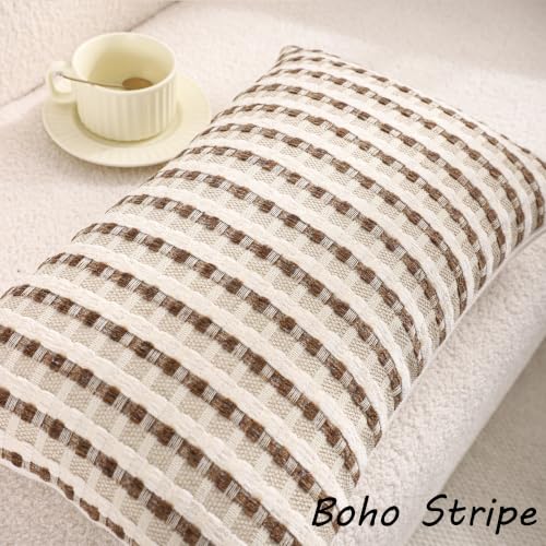 Boho Jacquard Throw Pillow Covers 12x20 Inch Set of 2 Beige Brown - color: Beige+brown, size: 20" x 12" (Pack of 2)
