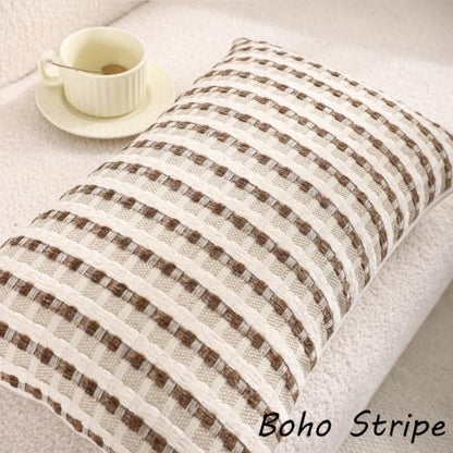 Boho Jacquard Throw Pillow Covers 12x20 Inch Set of 2 Beige Brown - color: Beige+brown, size: 20" x 12" (Pack of 2)