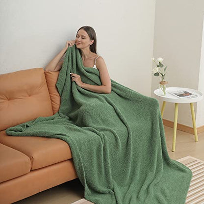 bearberry Knit Throw Blanket 50x60 Green Super Soft Plush for Couch - color: Avocado Green, size: Throw(50″x60″)