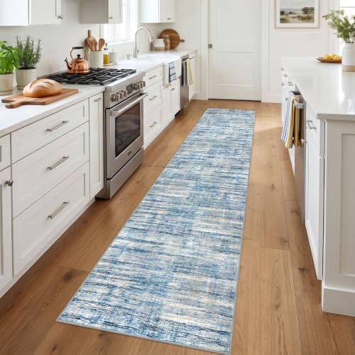 KOZYFLY Modern Runners for Hallways 2x12 Washable Runner Rug Blue Beige - color: Blue Beige, size: 2' x 12' (Runner)