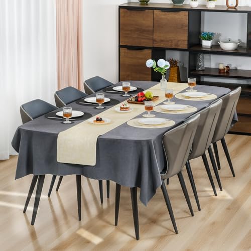 Myir JUN 14" Round Placemats Set of 4, Reversible Dual-Color Place Mats - color: Cream-white Black