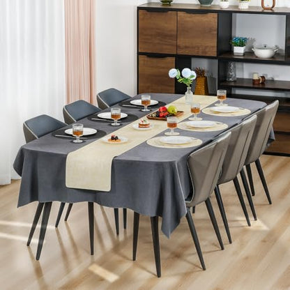 Myir JUN 14" Round Placemats Set of 4, Reversible Dual-Color Place Mats - color: Cream-white Black