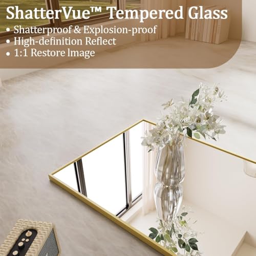 Koonmi 56"x21" Floor Mirror Full Length, Large Gold Mirror - color: Gold, size: 56"L x 21"W