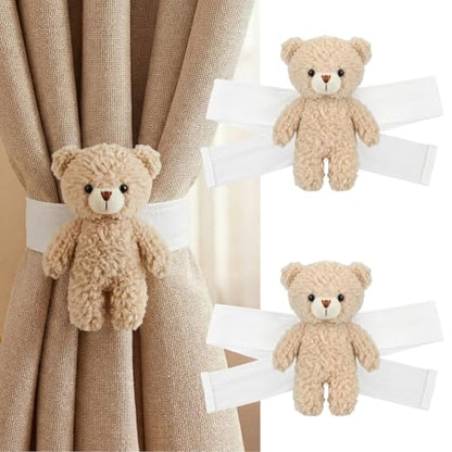 Chumia 2 Pcs Bear Curtain Tiebacks Cute Nursery Decor - style: Bear