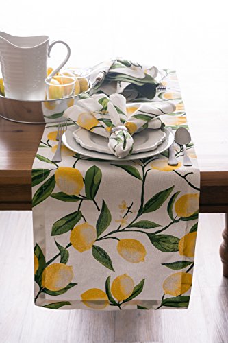 DII Lemon Bliss Tabletop Collection, Table Runner, 14x108 - size: 108" x 14" (Rectangular)