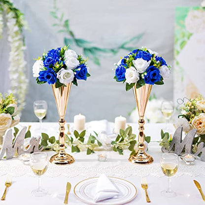 Flower Centerpieces Wedding Tables: Royal Blue & White, 2 Packs - color: Royal Blue White