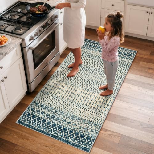 Coastal Kitchen Runner Rugs, 2x4 Small Boho Blue Bathroom Rugs - color: Royal Blue, size: 2' x 4' (Rectangular)